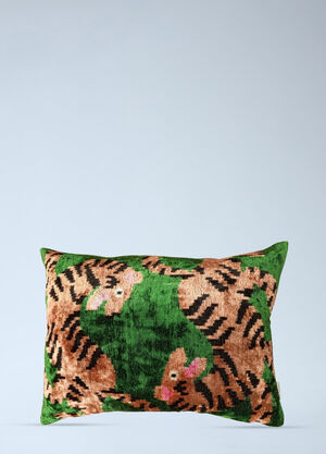 Les-Ottomans Patterned Velvet Cushion Multicolour wps0692036