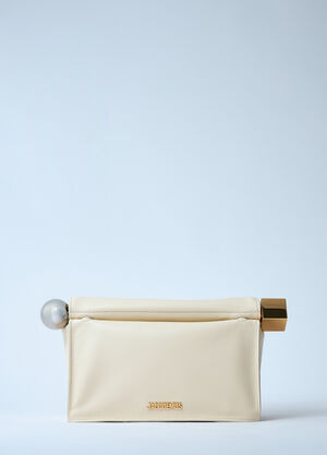 LN-CC® - Jacquemus: La Pochette Rond Carré Clutch - Cream Jacquemus La Pochette Rond Carré Clutch Cream jac0260056