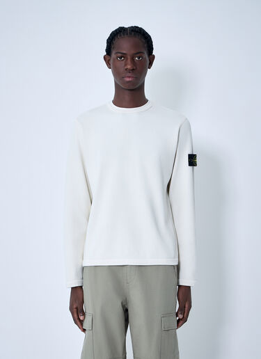 LN-CC® - Stone Island: Logo Patch Sweatshirt - Ivory Stone Island Logo Patch Sweatshirt Ivory sto0164013