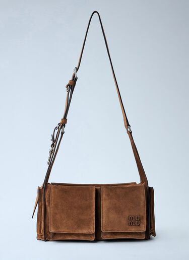 Miu Miu Utilitaire Suede Shoulder Bag Brown miu0164041