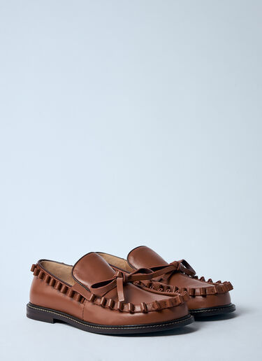 JW Anderson Leather Ruffle Loafers Brown jwa0259012