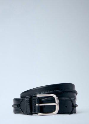 Dries Van Noten Embossead Seam Leather Belt Black dvn0163037