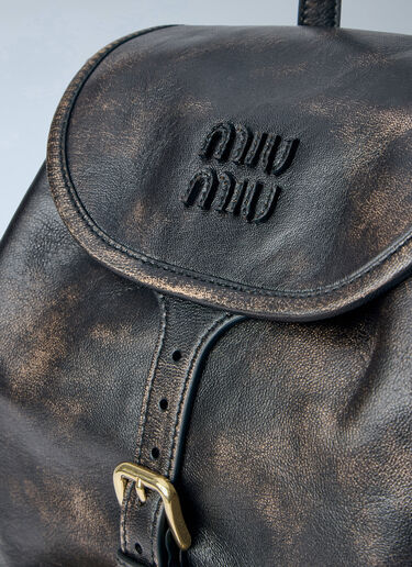 Miu Miu Leather Backpack Dark Brown miu0264115