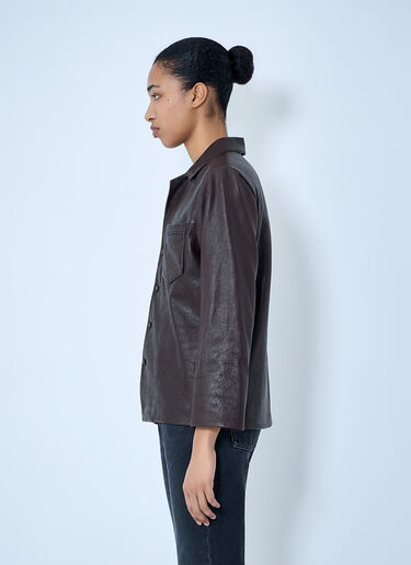 LN-CC® - Saint Laurent: Leather Jacket - Brown Saint Laurent Leather Jacket Brown sla0263021