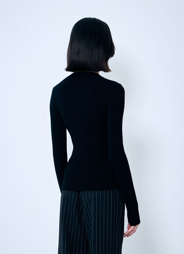 LN-CC® - Jean Paul Gaultier: Rib Sweater With Transparent Panels - Black Jean Paul Gaultier Rib Sweater With Transparent Panels Black jpg0259013