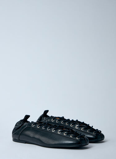 LN-CC® - GANNI: Oleatex Ballerina Flats - Black GANNI Oleatex Ballerina Flats Black gan0260019