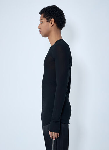 LN-CC® - Rick Owens: Ribbed Long Sleeve Top - Black Rick Owens Ribbed Long Sleeve Top Black ric0163024