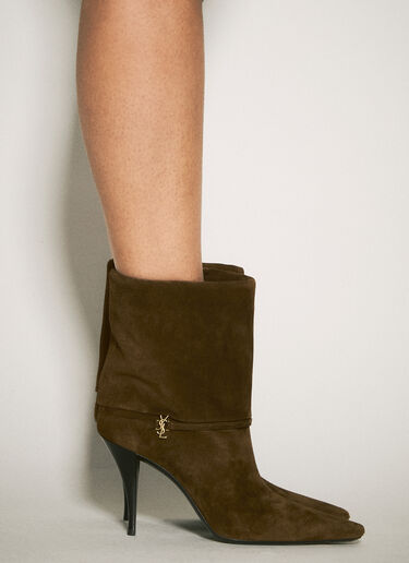 Saint Laurent Ricky Suede Boots Brown sla0257046