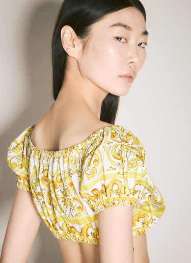 Dolce & Gabbana 短款锡釉陶印花上衣 黄色 dol0257009