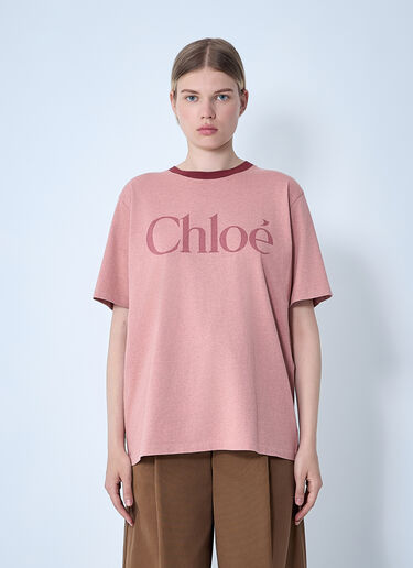 LN-CC® - Chloé: Logo Motif T-Shirt - Pink Chloé Logo Motif T-Shirt Pink chl0261005
