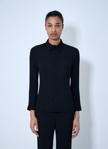 LN-CC® - Issey Miyake: Textured Button-Down Shirt - Black Issey Miyake Textured Button-Down Shirt Black ism0264008