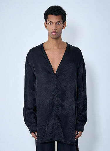 LN-CC® - Rick Owens: Oversized V-Neck Shirt - Black Rick Owens Oversized V-Neck Shirt Black ric0163015