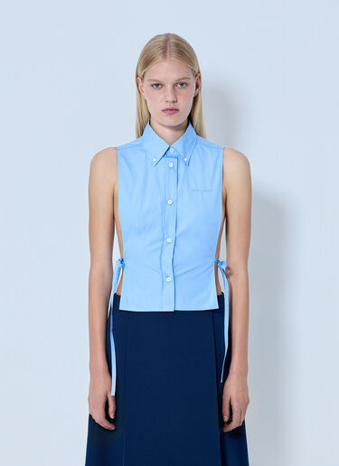 LN-CC® - Miu Miu: Poplin Sleeveless Shirt - Blue Miu Miu Poplin Sleeveless Shirt Blue miu0264101