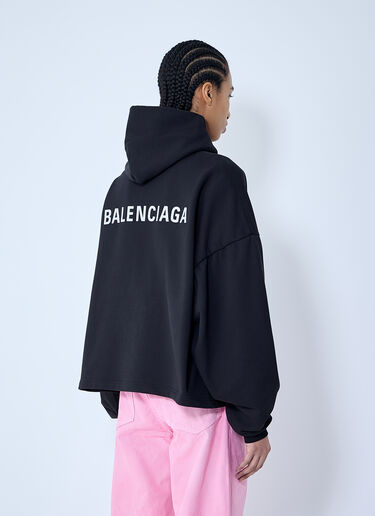 LN-CC® - Balenciaga: Logo Motif Hooded Sweatshirt - Black Balenciaga Logo Motif Hooded Sweatshirt Black bal0259066