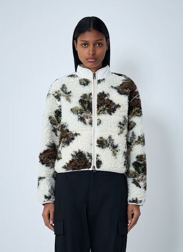 LN-CC® - Moncler: Textured Zip-Up Jacket - White Moncler Textured Zip-Up Jacket White mon0262040