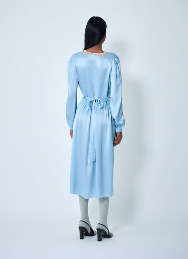 Prada Satin Crepe And Lace Dress Light Blue pra0262100