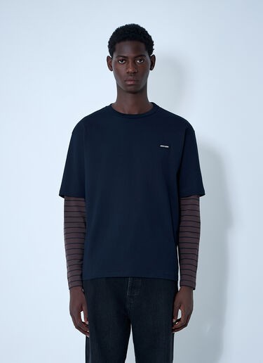 LN-CC® - Miu Miu: Logo Motif T-Shirt - Blue Miu Miu Logo Motif T-Shirt Blue miu0162005