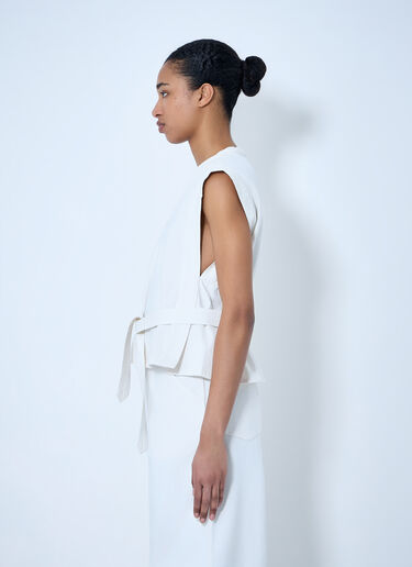 Lemaire Sleeveless V-Neck Top with Belted Waist White lem0264005