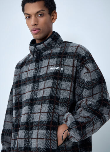 LN-CC® - Miu Miu: Checked Fleece Jacket - Black Miu Miu Checked Fleece Jacket Black miu0164001