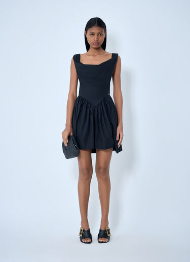 LN-CC® - Vivienne Westwood: Sculpted Neckline Gathered Mini Dress - Black Vivienne Westwood Sculpted Neckline Gathered Mini Dress Black vvw0263007