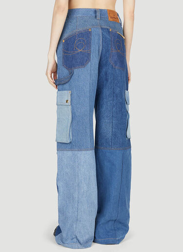 LN-CC® - Marine Serre: Panel Cargo Jeans - Blue Marine Serre Panel Cargo Jeans Blue mrs0252016
