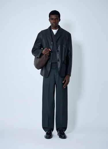 Lemaire Single-Breasted Leather Blazer Black lem0162015