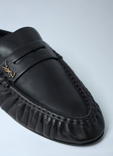 Saint Laurent Logo Hardware Loafers Brown sla0262027