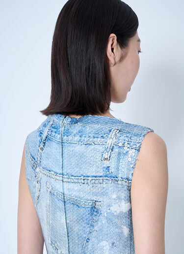 LN-CC® - Acne Studios: Printed Sequin Midi Dress - Blue Acne Studios Printed Sequin Midi Dress Blue acn0259025
