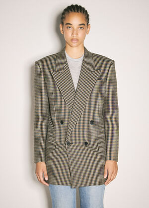 LN-CC® - Saint Laurent: Vichy Wool Blazer - Beige Saint Laurent Vichy Wool Blazer Beige sla0257028