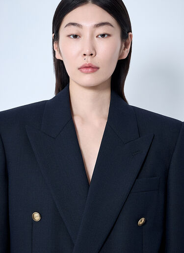 Saint Laurent Wool Chiné Blazer Blue sla0260071