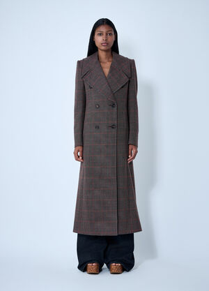 LN-CC® - Chloé: Double-Breasted Check Wool Coat - Brown Chloé Double-Breasted Check Wool Coat Brown chl0261013