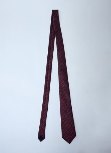 LN-CC® - Saint Laurent: Stripe Silk Satin Tie - Brown Saint Laurent Stripe Silk Satin Tie Brown sla0159021