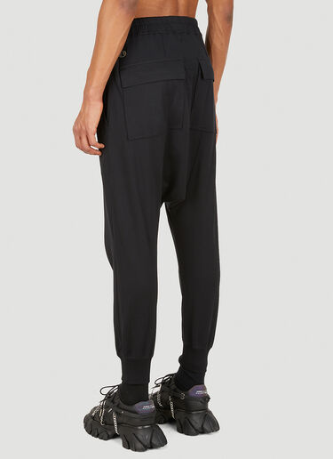 LN-CC® - Rick Owens x Champion: Prisoner Dropped Crotch Track Pants - Black Rick Owens x Champion Prisoner Dropped Crotch Track Pants Black roc0148016