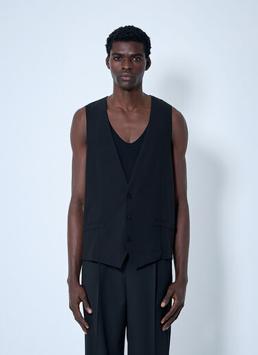 Saint Laurent シルククレープウエストコート  ブラック sla0160004