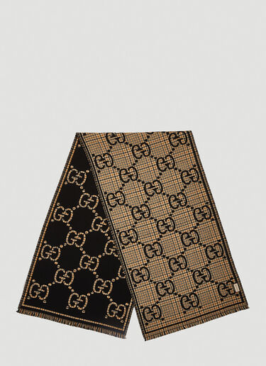 Gucci Check Jacquard Scarf Brown guc0359005