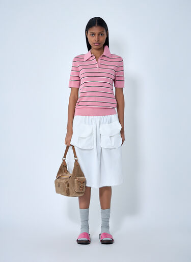 Miu Miu 条纹Polo衫 粉色 miu0263055