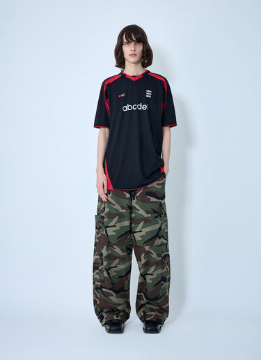 LN-CC® - VETEMENTS: アルファベット フットボール ジャージー Tシャツ - ブラック VETEMENTS アルファベット フットボール ジャージー Tシャツ ブラック vet0164004