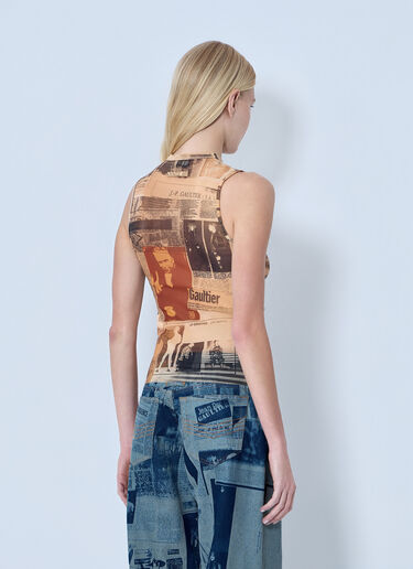 LN-CC® - Jean Paul Gaultier: Mesh Printed Journal Tank Top - Brown Jean Paul Gaultier Mesh Printed Journal Tank Top Brown jpg0264004