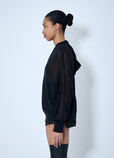 LN-CC® - Rick Owens: Mesh Knit Hoodie - Black Rick Owens Mesh Knit Hoodie Black ric0264012