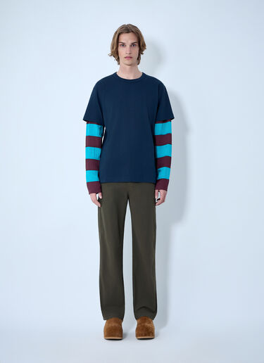 Dries Van Noten 콘트라 슬리브 T-셔츠 네이비 dvn0163023