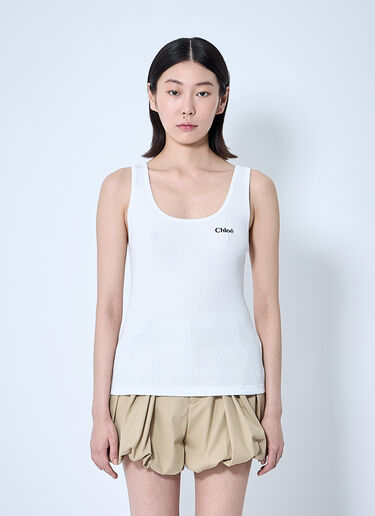 LN-CC® - Chloé: Logo Motif Tank Top - White Chloé Logo Motif Tank Top White chl0260007