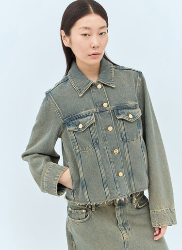 LN-CC® - GANNI: Overdyed Heavy Denim Jacket - Blue GANNI Overdyed Heavy Denim Jacket Blue gan0257005