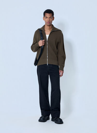 LN-CC® - Bottega Veneta: Zip-Front High Collar Cardigan - Dark Green Bottega Veneta Zip-Front High Collar Cardigan Dark Green bov0164014