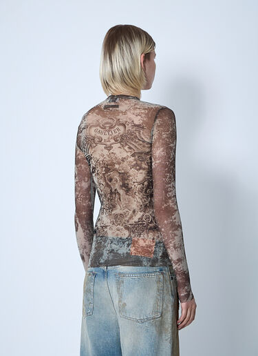 LN-CC® - Jean Paul Gaultier: Médaillon Mesh Top - Beige Jean Paul Gaultier Médaillon Mesh Top Beige jpg0261005