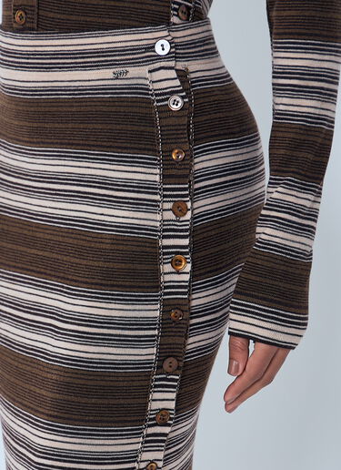 LN-CC® - Miss Sixty x KNWLS: Stripe Knit Maxi Skirt - Brown Miss Sixty x KNWLS Stripe Knit Maxi Skirt Brown msk0263014