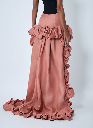 Saint Laurent Silk Ruffle Skirt Pink sla0261017