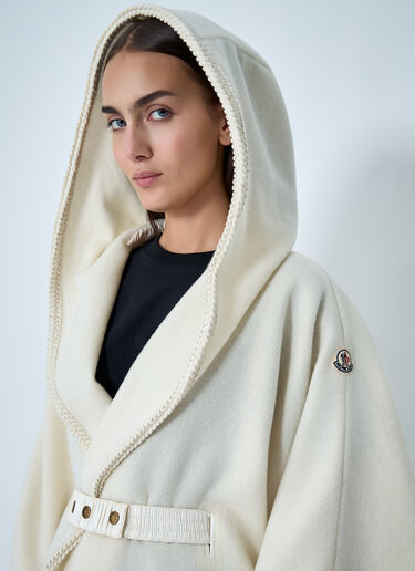 Moncler Belted Fringe Cape White mon0262020