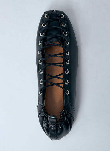 LN-CC® - GANNI: Oleatex Ballerina Flats - Black GANNI Oleatex Ballerina Flats Black gan0260019
