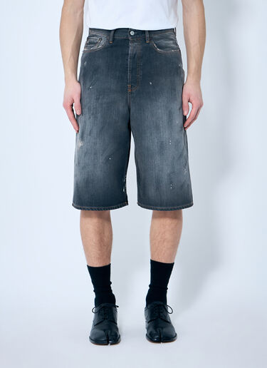 LN-CC® - Acne Studios: Distressed Denim Shorts - Black Acne Studios Distressed Denim Shorts Black acn0159008