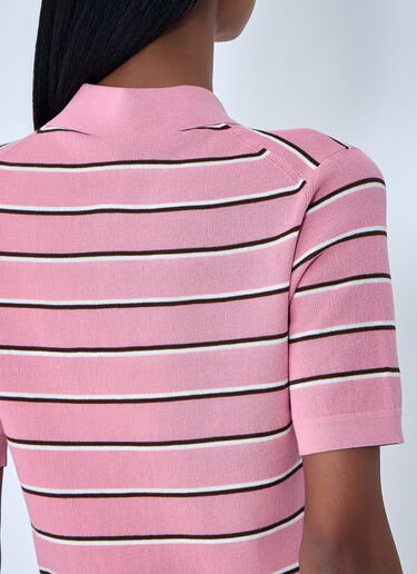 Miu Miu 条纹Polo衫 粉色 miu0263055